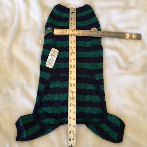 COPY - Blue and Green Striped Cable Knit Dog Sweater L - Picture 3 of 8